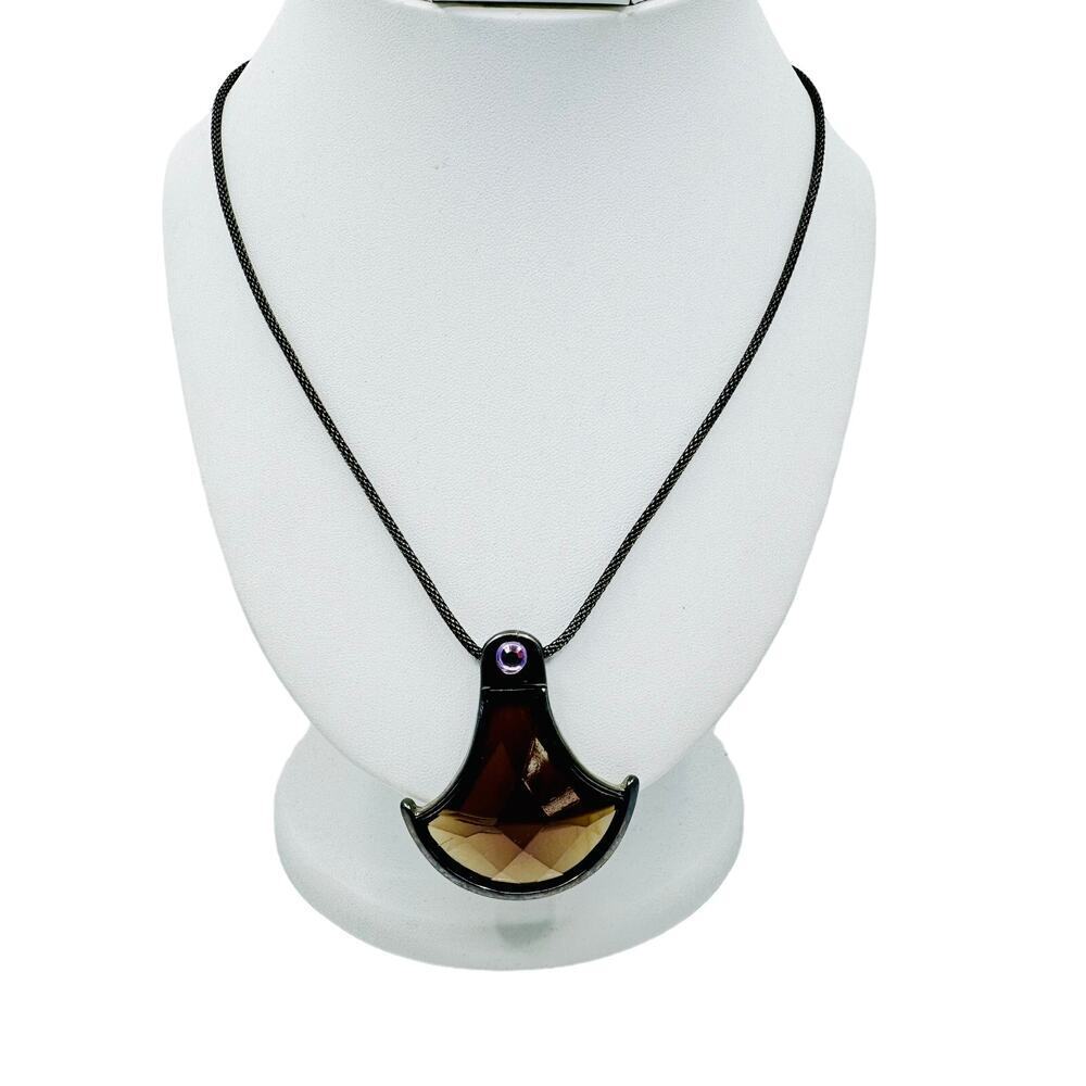 Geometric Shape Lucite Teardrop Pendant by Liz and Co. Necklace Signed